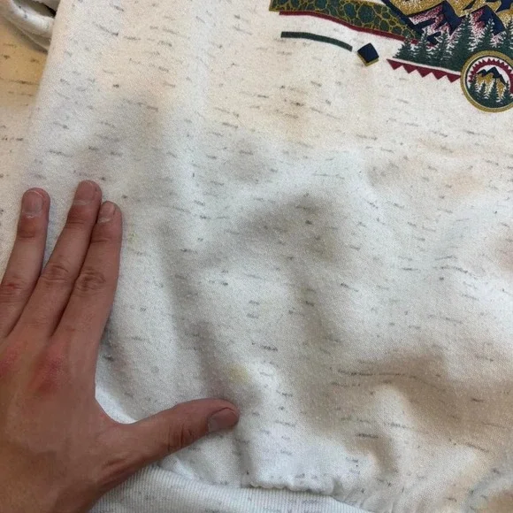 Vintage 90's Raglan Cut Wyoming Rocky Mountains Graphic Hoodie USA Made Outdoors - Picture 7 of 7